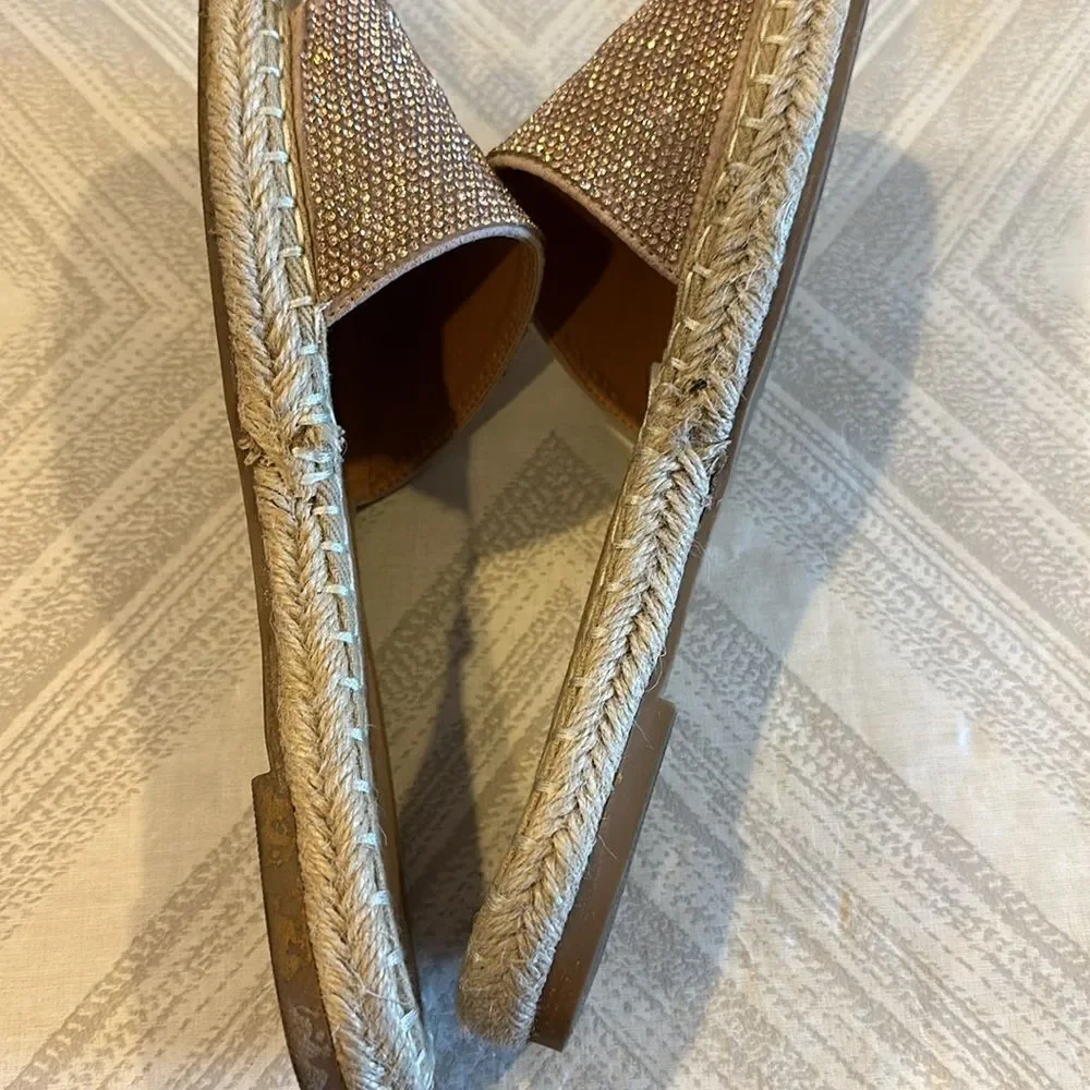 ShuShop Rose Gold Espadrille Slide Sandals - Size 8